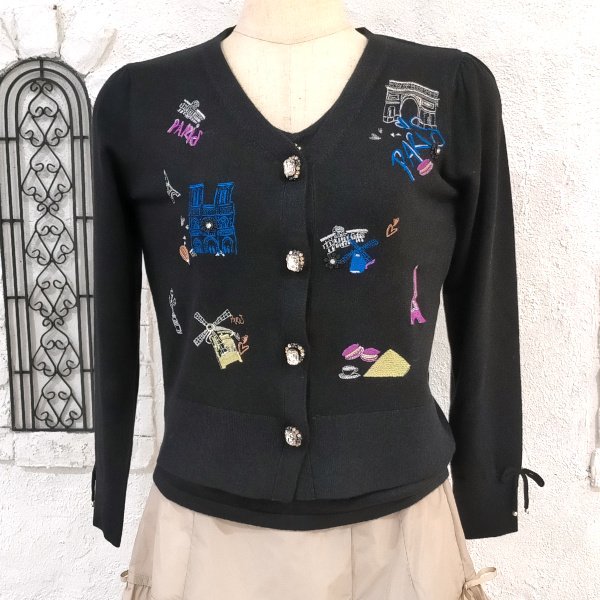 画像12: 【SuperBeauty  】★Paris刺繍入りカーディガン (12)