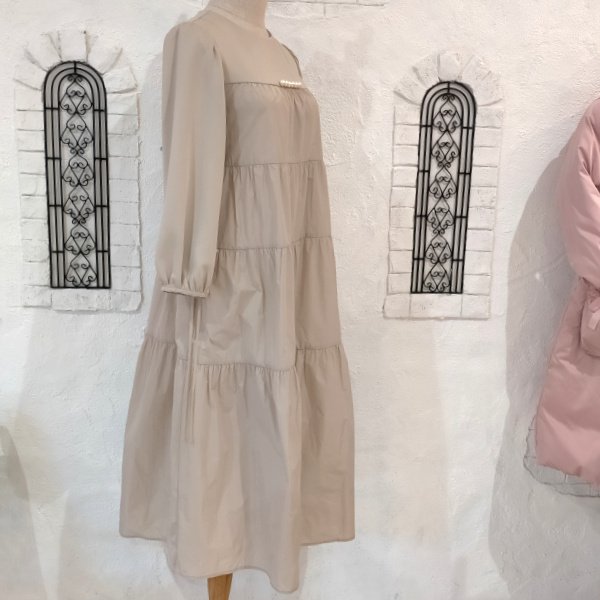 画像5: 【SuperBeauty  】★タフタ×ニット素材ギャザーデザインワンピース (5)