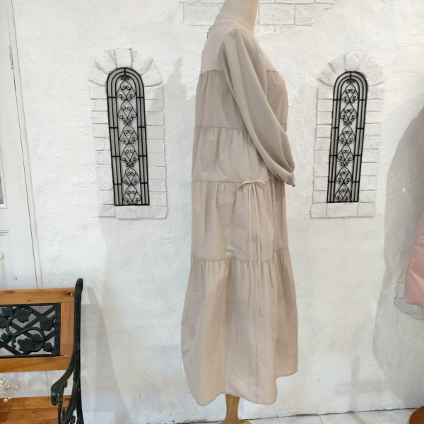 画像6: 【SuperBeauty  】★タフタ×ニット素材ギャザーデザインワンピース (6)