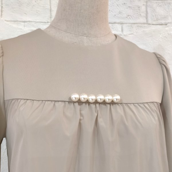 画像3: 【SuperBeauty  】★タフタ×ニット素材ギャザーデザインワンピース (3)