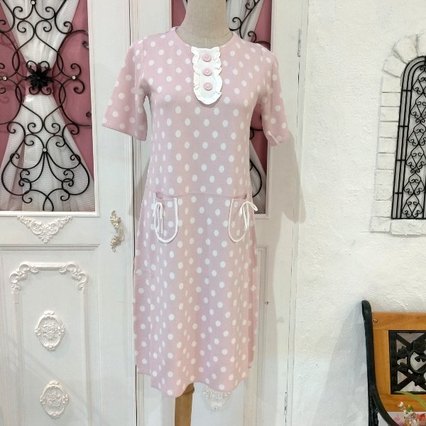 画像7: 【20,000円 →超特価 4,900円＜在庫限り＞クーポン/POINT不可】水玉柄半袖ニットワンピース (7)