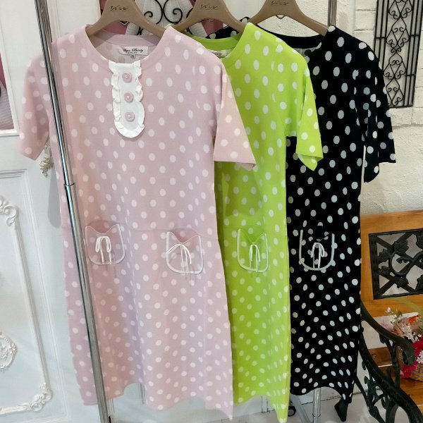 画像13: 【20,000円 →超特価 4,900円＜在庫限り＞クーポン/POINT不可】水玉柄半袖ニットワンピース (13)