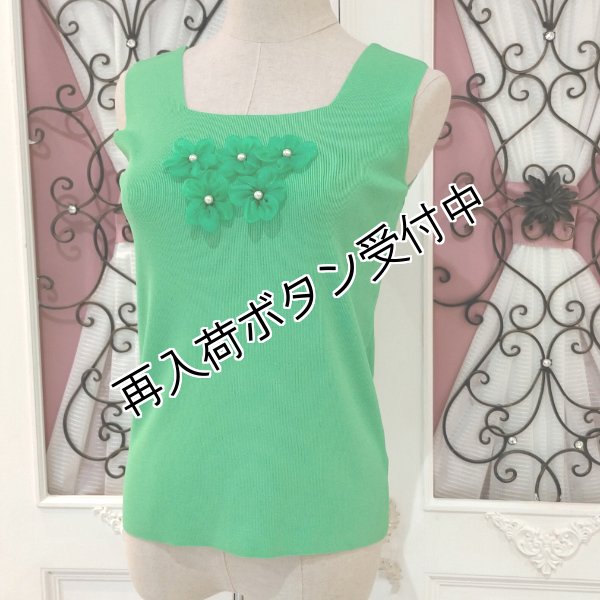 画像6: 【SuperBeauty  】胸元花モチーフ付ノースリーブニット (6)