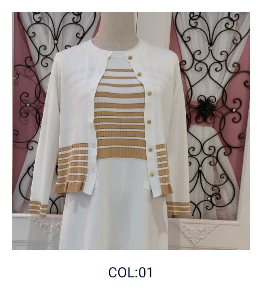 画像2: 【SuperBeauty  】★裾ボーダー柄ニットカーディガン (2)