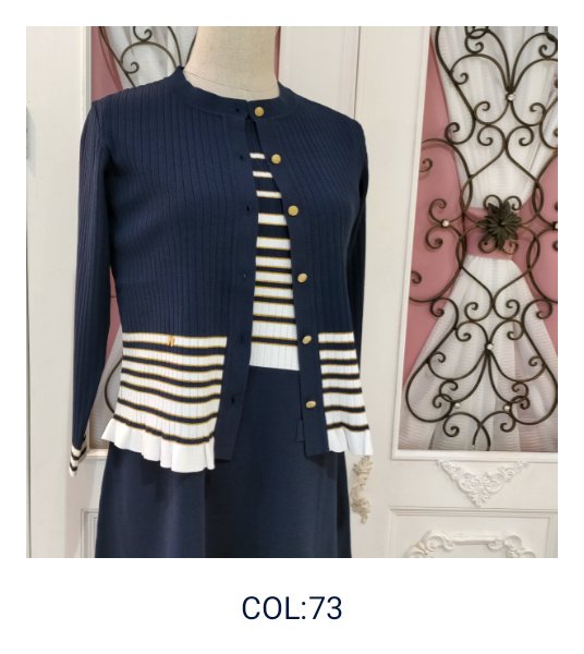 画像10: 【SuperBeauty  】★裾ボーダー柄ニットカーディガン (10)