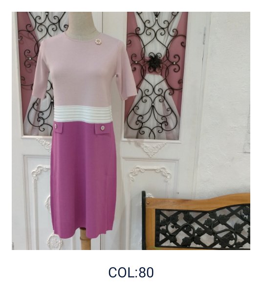 画像2: 【SuperBeauty  】★ウェスト配色ニットワンピース (2)