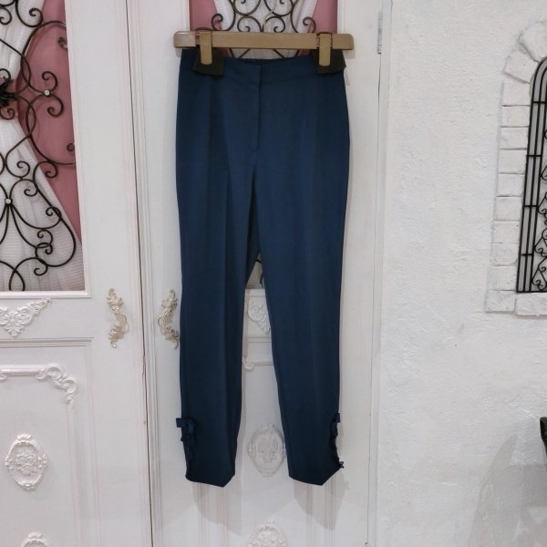 画像17: 【●半額以下SALE● LaLa 】裾サイドレース＆リボン＆パール使いセンタープレスパンツ  送料220円代引は通常送料 (17)