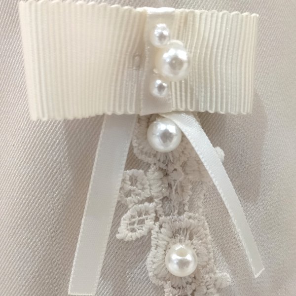 画像9: 【●半額以下SALE● LaLa 】裾サイドレース＆リボン＆パール使いセンタープレスパンツ  送料220円代引は通常送料 (9)