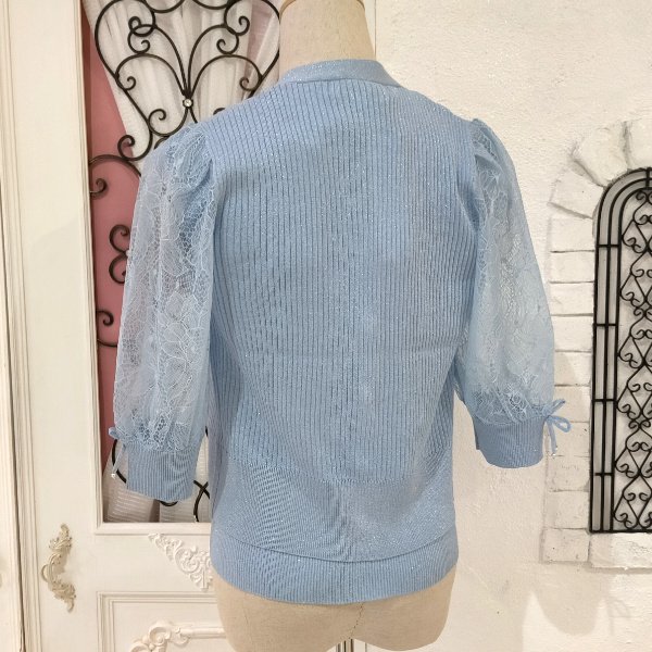 画像5: 【SuperBeauty  】袖レースラメ入りニットカーディガン (5)