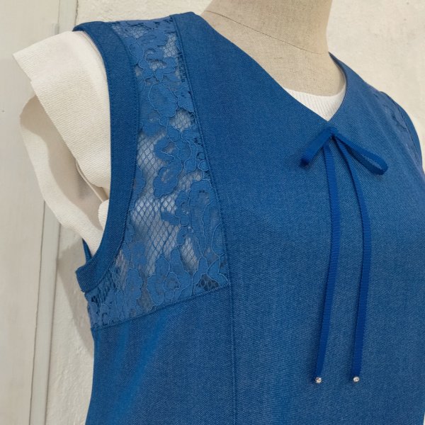 画像3: 【SuperBeauty  】デニム×レース切替ジャンパースカートワンピ (3)