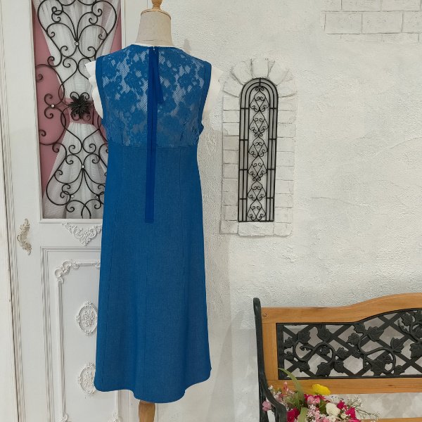 画像5: 【SuperBeauty  】デニム×レース切替ジャンパースカートワンピ (5)