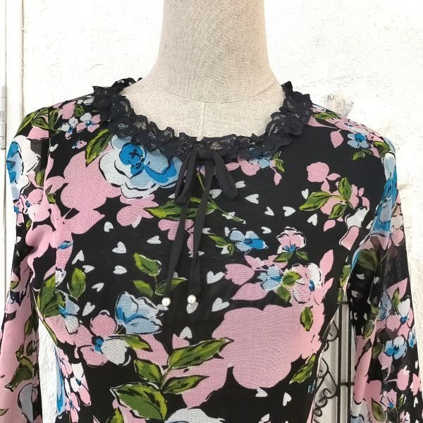 画像3: 【SuperBeauty  】花柄パワーニット素材ワンピース (3)