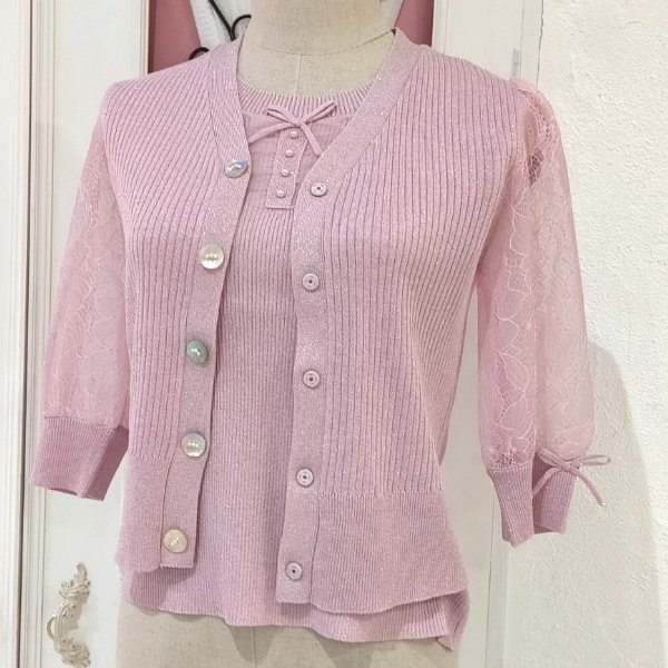 画像11: 【超特価 3,900円＜在庫限り＞クーポン/POINT不可】ラメ入りフレンチスリーブニット《送料220円代引は通常送料》 (11)