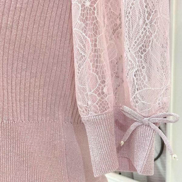 画像11: 【SuperBeauty  】袖レースラメ入りニットカーディガン (11)