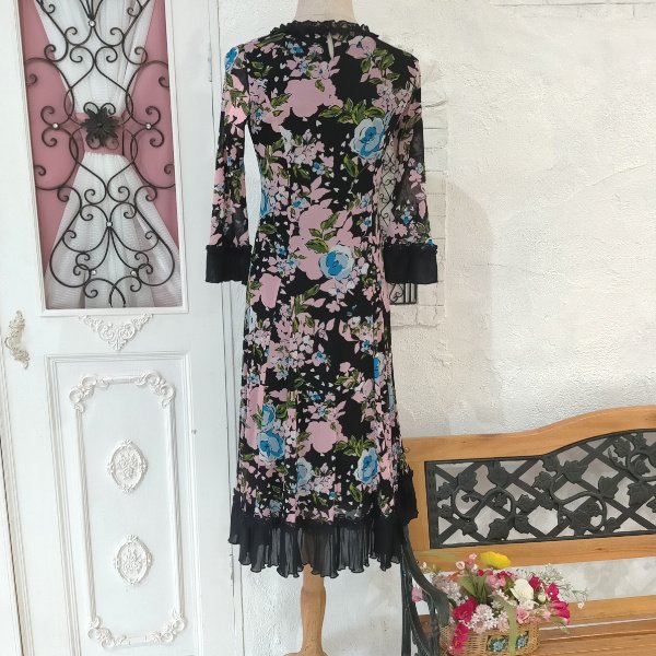 画像7: 【SuperBeauty  】花柄パワーニット素材ワンピース (7)