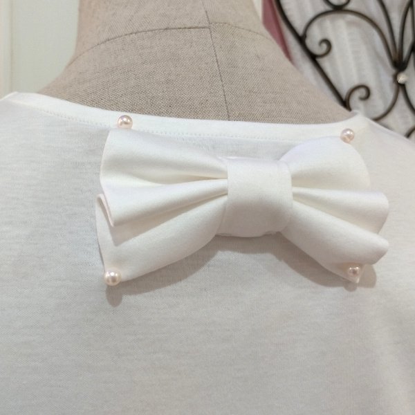 画像2: 【●50%OFF以下●さらにPOINT&クーポンOK エクラタン】1036パール付リボンティアードカットソー＜単品送料220円(代引き通常送料)＞ (2)