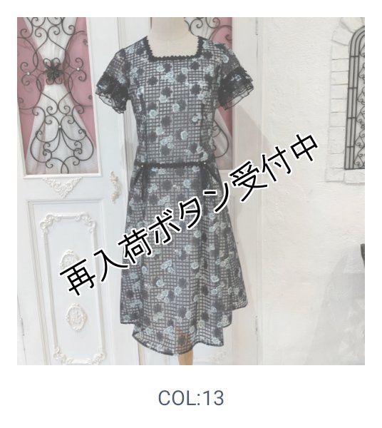 画像16: 【SuperBeauty  】格子柄×フラワープリントスクエアワンピース (16)