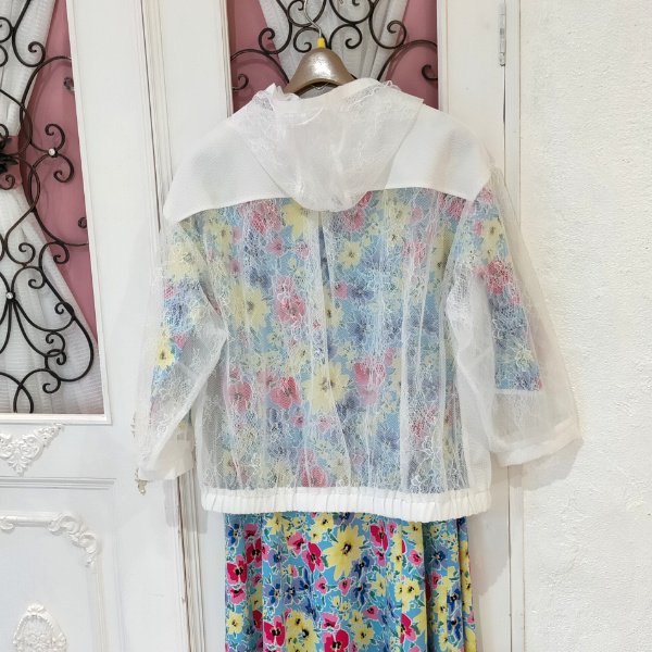 画像17: 【SuperBeauty  】レース×サッカー地切替パーカー (17)