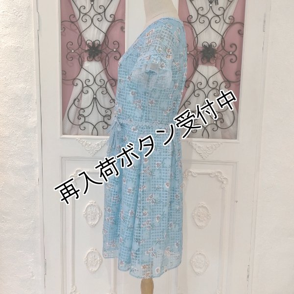 画像6: 【SuperBeauty  】格子柄×フラワープリントスクエアワンピース (6)