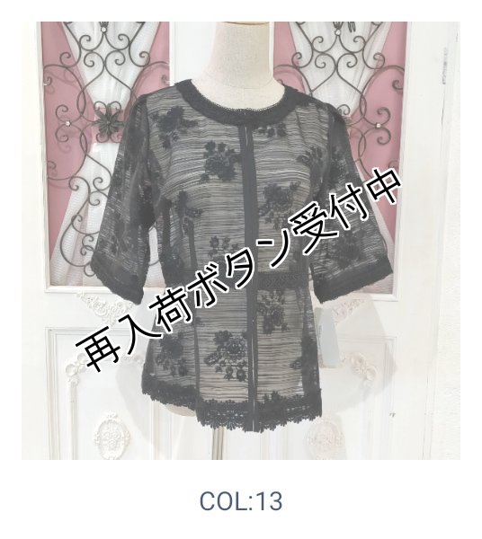 画像11: 【SuperBeauty  】ノーカラーレースブラウスジャケット (11)