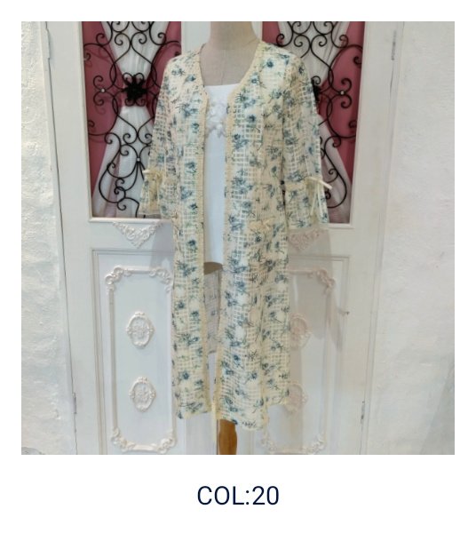 画像11: 【SuperBeauty  】透かし格子柄×花プリントの ジップアップVネックジャケット (11)