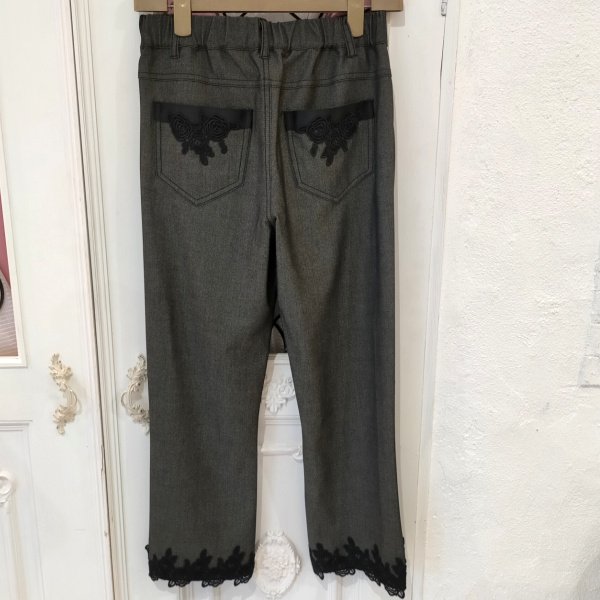 画像12: 【SALE 50%OFF＋ポイント利用可 】★裾レースデザインデニムパンツ (12)