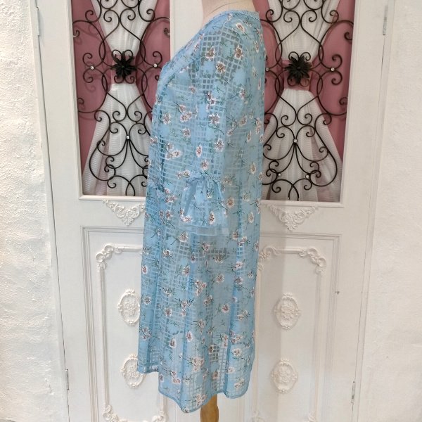 画像7: 【SuperBeauty  】透かし格子柄×花プリントの ジップアップVネックジャケット (7)