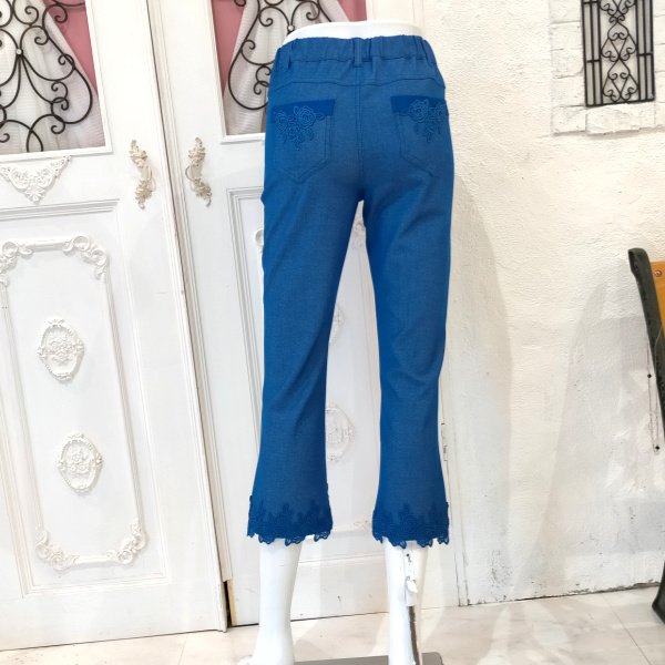 画像5: 【SALE 50%OFF＋ポイント利用可 】★裾レースデザインデニムパンツ (5)