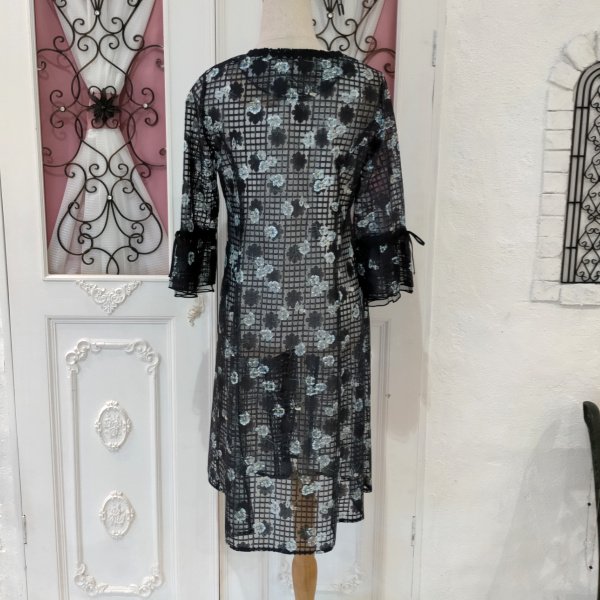 画像19: 【SuperBeauty  】透かし格子柄×花プリントの ジップアップVネックジャケット (19)