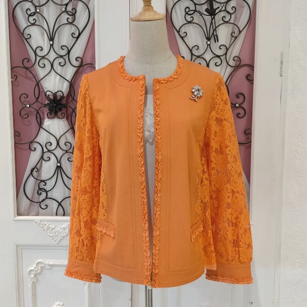 画像2: 【SuperBeauty  】★デニム×レース使いジャケット (2)