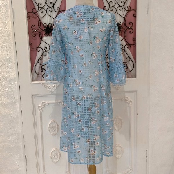 画像8: 【SuperBeauty  】透かし格子柄×花プリントの ジップアップVネックジャケット (8)