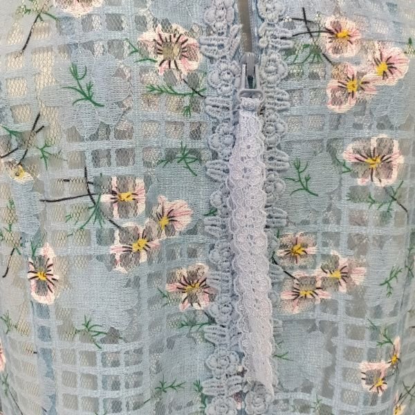 画像4: 【SuperBeauty  】透かし格子柄×花プリントの ジップアップVネックジャケット (4)