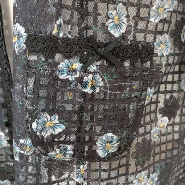 画像18: 【SuperBeauty  】透かし格子柄×花プリントの ジップアップVネックジャケット (18)