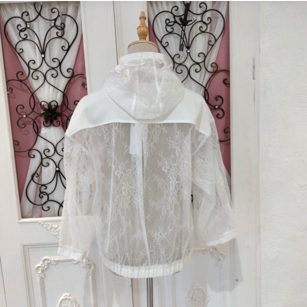 画像13: 【SuperBeauty  】レース×サッカー地切替パーカー (13)