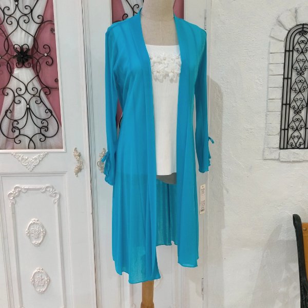 画像8: 【超特価 3,900円＜在庫限り＞クーポン/POINT不可】袖パール付パワーネット素材カーディガン《送料220円代引は通常送料》 (8)