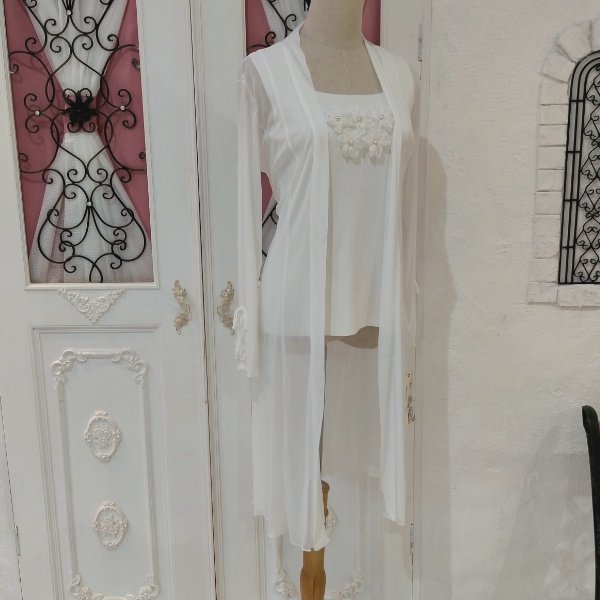 画像21: 【超特価 3,900円＜在庫限り＞クーポン/POINT不可】袖パール付パワーネット素材カーディガン《送料220円代引は通常送料》 (21)