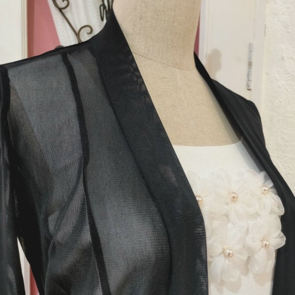 画像15: 【超特価 3,900円＜在庫限り＞クーポン/POINT不可】袖パール付パワーネット素材カーディガン《送料220円代引は通常送料》 (15)