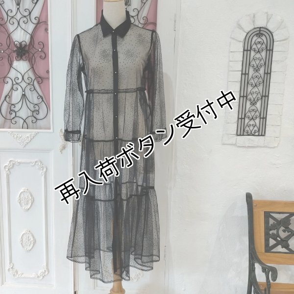 画像2: 【今週の追加 超特価 4,900円＜在庫限り＞クーポン/POINT不可】チュールドット柄ロングブラウス《送料220円代引は通常送料》 (2)