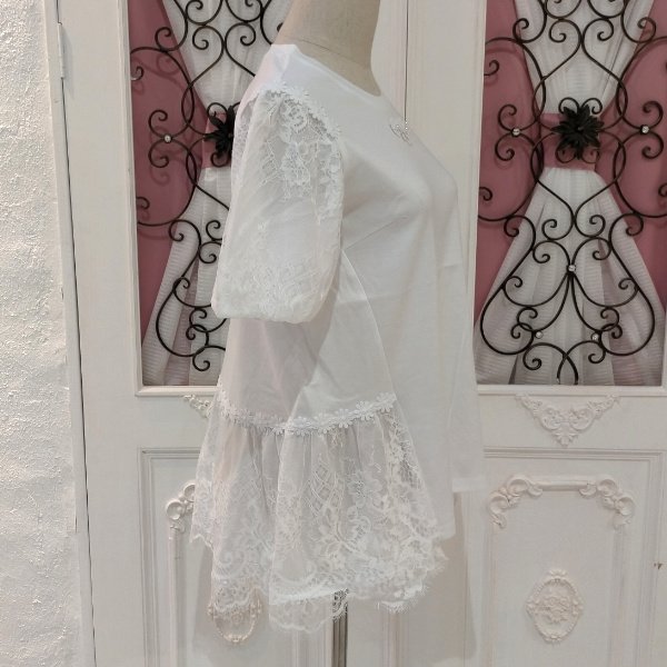 画像4: 【SuperBeauty  】★レース袖チュニックTシャツ《送料220円代引は通常送料》 (4)