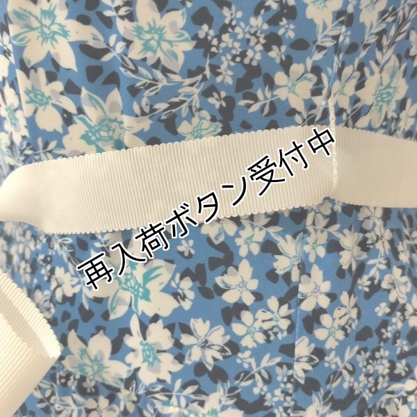 画像7: 【SuperBeauty  】ブルー系小花プリント半袖ワンピース (7)