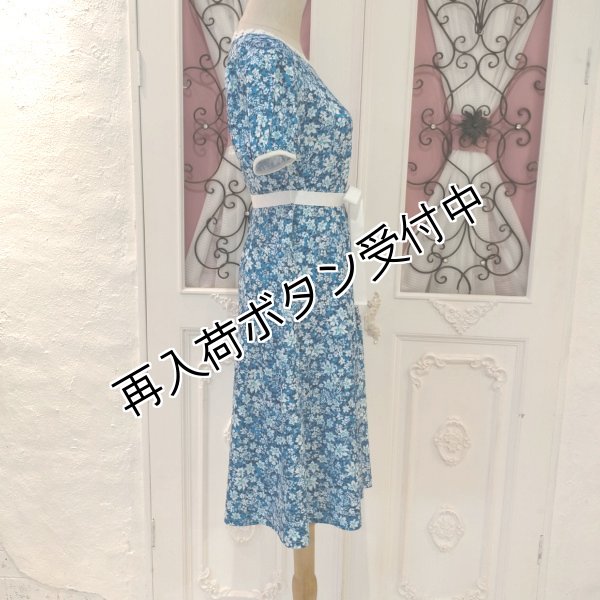 画像5: 【SuperBeauty  】ブルー系小花プリント半袖ワンピース (5)