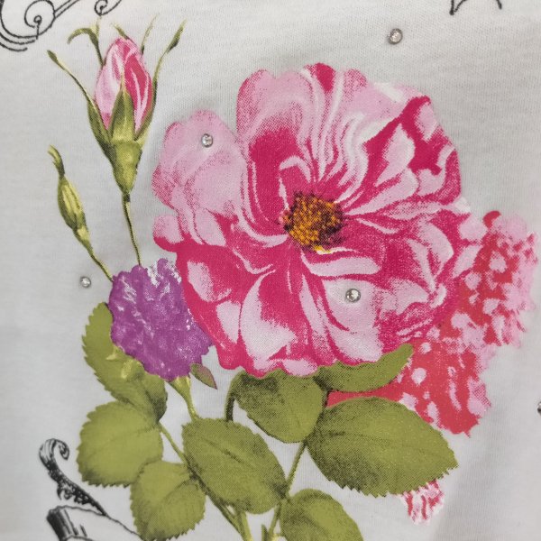 画像4: 【SuperBeauty  】フリル二重袖バラプリントTシャツ《送料220円代引は通常送料》 (4)