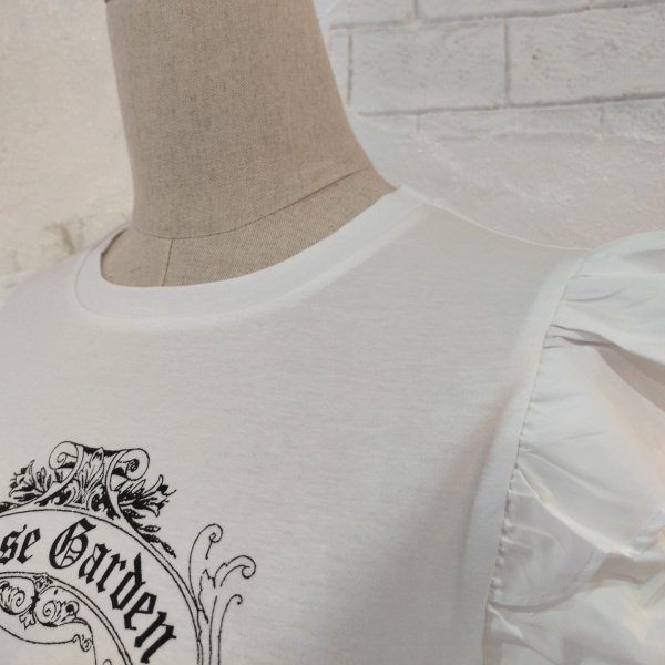 画像3: 【SuperBeauty  】フリル二重袖バラプリントTシャツ《送料220円代引は通常送料》 (3)