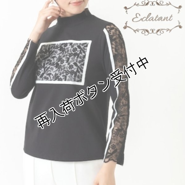 画像1: 【●50%OFF以下● Eclatant】＜送料220円代引不可＞シンプルハイネックレースデザインカットソー (1)