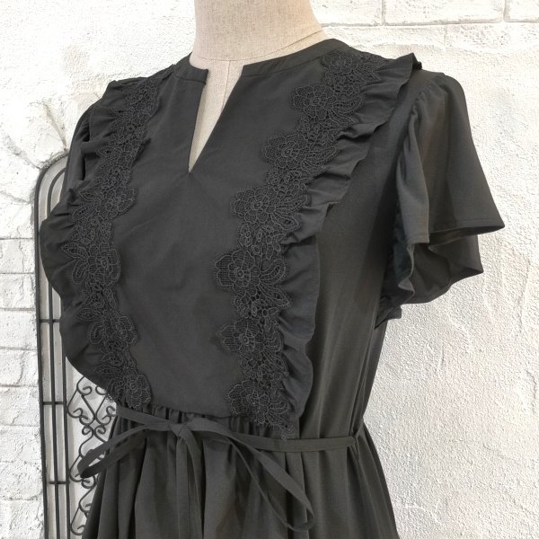 画像2: 【SuperBeauty  】レース×異素材使いロングワンピース (2)