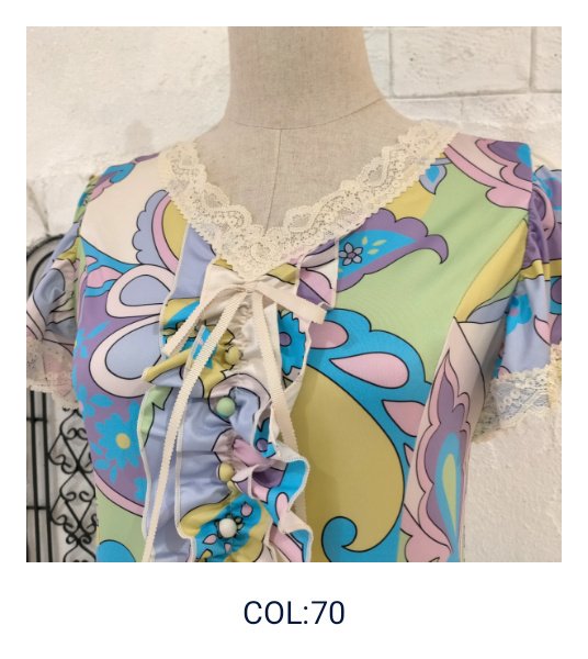 画像9: 【16,000円 →超特価 3,900円＜在庫限り＞クーポン/POINT不可】胸元フリル×リボンデザイン多色プリントロングワンピース (9)