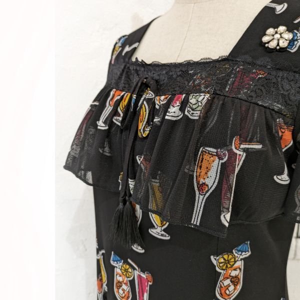 画像2: 【SuperBeauty  】カクテル柄のパワーネットプリントワンピース (2)