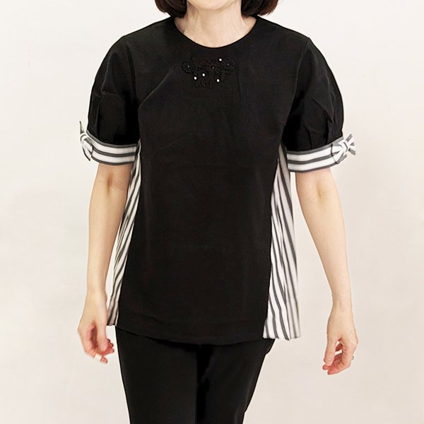 画像2: 【超特価 3,900円＜在庫限り＞クーポン/POINT不可】バックストライプ配色布帛チュニック《送料220円代引は通常送料》 (2)