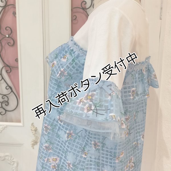 画像4: 【超特価 2,900円＜在庫限り＞クーポン/POINT不可】格子柄花プリントレース切替チュニックカットソー《送料220円代引は通常送料》 (4)