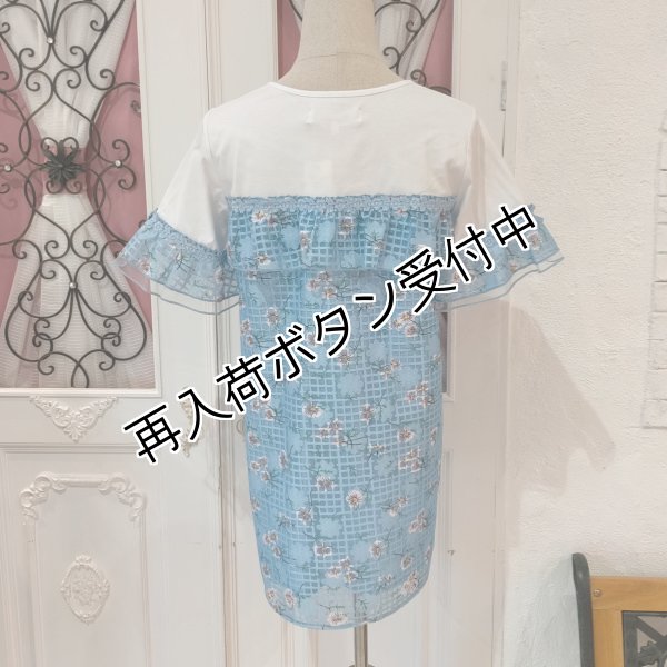 画像6: 【超特価 2,900円＜在庫限り＞クーポン/POINT不可】格子柄花プリントレース切替チュニックカットソー《送料220円代引は通常送料》 (6)